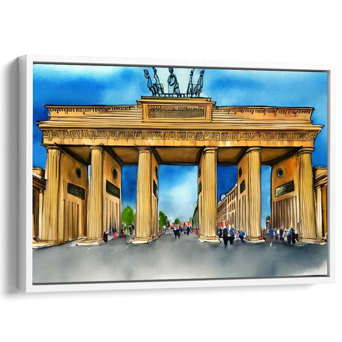 Aqua Melody Symphony: Brandenburg Gate in Lively Watercolors