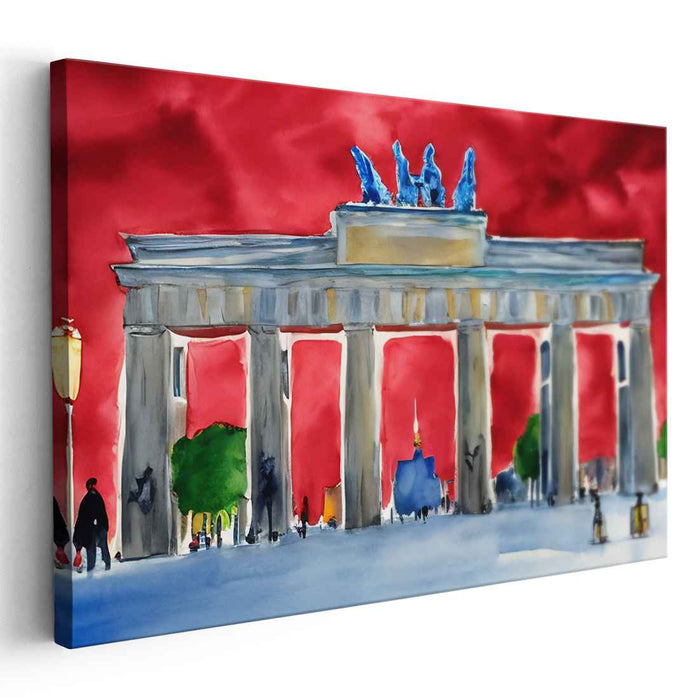 Brandenburg Majesty: Expressionist Crimson Sky Canvas Art Print