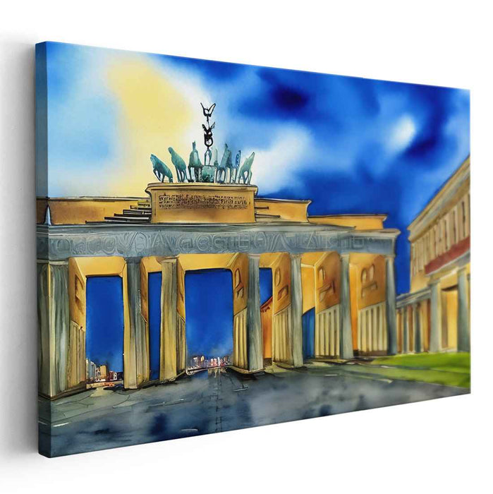 Twilight Serenade of Architecture: The Brandenburg Gate at Dusk Canvas Art Print