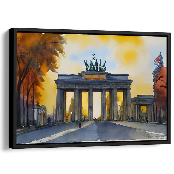 Golden Hour at the Brandenburg Gate: A Watercolor Tribute