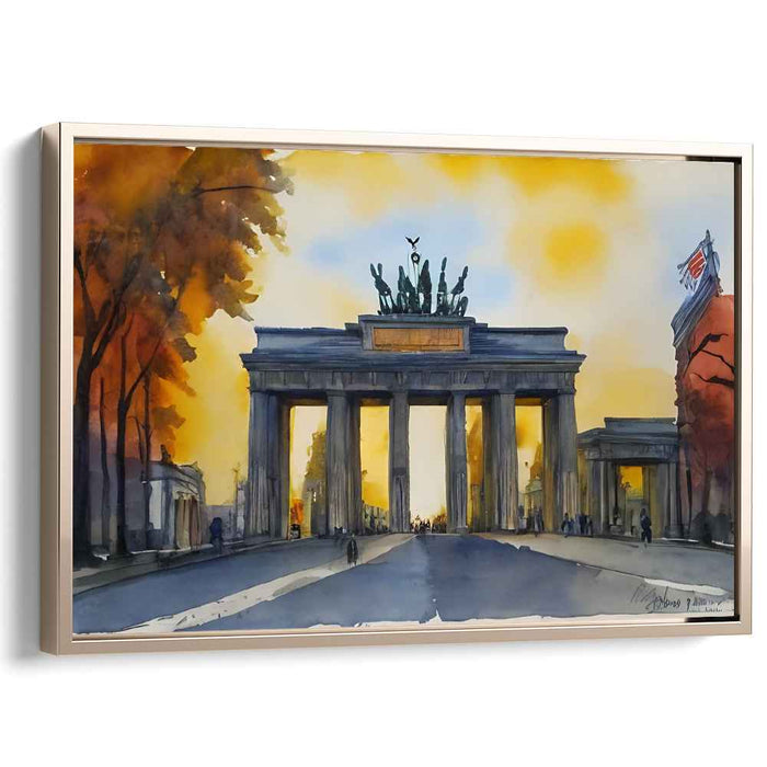 Golden Hour at the Brandenburg Gate: A Watercolor Tribute