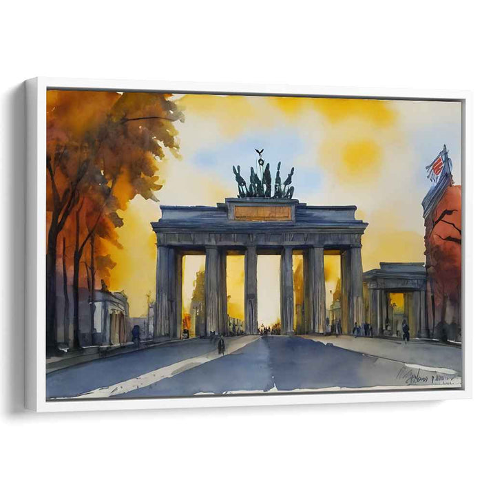 Golden Hour at the Brandenburg Gate: A Watercolor Tribute