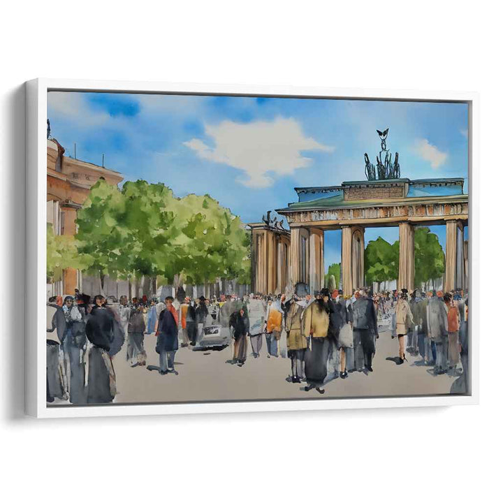 Lively Day at the Brandenburg Gate: Watercolor Urban Landscape