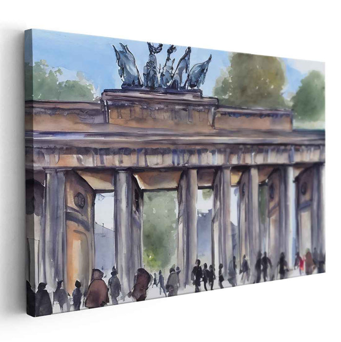 Chromatic Gateway Whispers: Watercolor Painting of the Brandenburg Gate