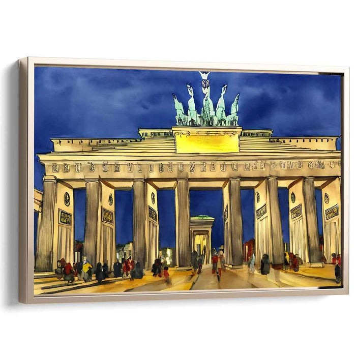 Berlin Nightscape Brilliance: Illuminated Brandenburg Gate Canvas Art Print