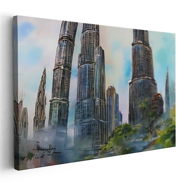 Urban Serenade in Watercolors: Watercolor Visions of Urban Splendor