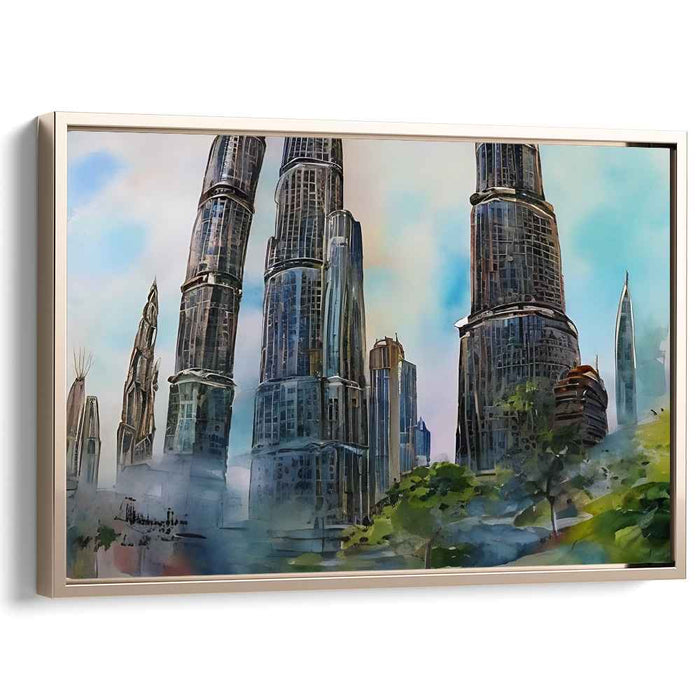 Urban Serenade in Watercolors: Watercolor Visions of Urban Splendor