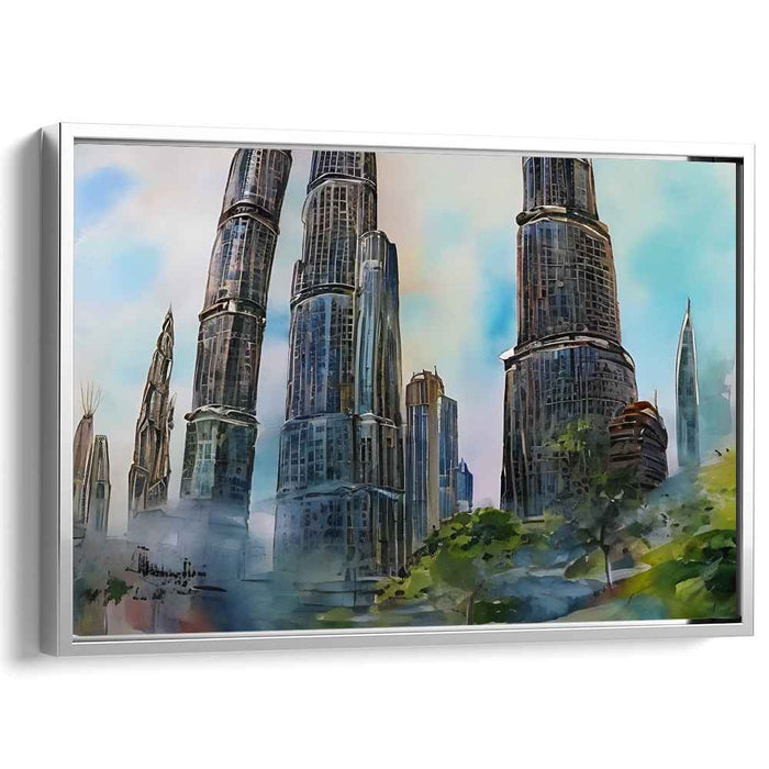 Urban Serenade in Watercolors: Watercolor Visions of Urban Splendor