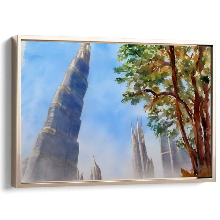 Foliage Urban Symphony: Impressionistic Cityscape with Lush Greenery