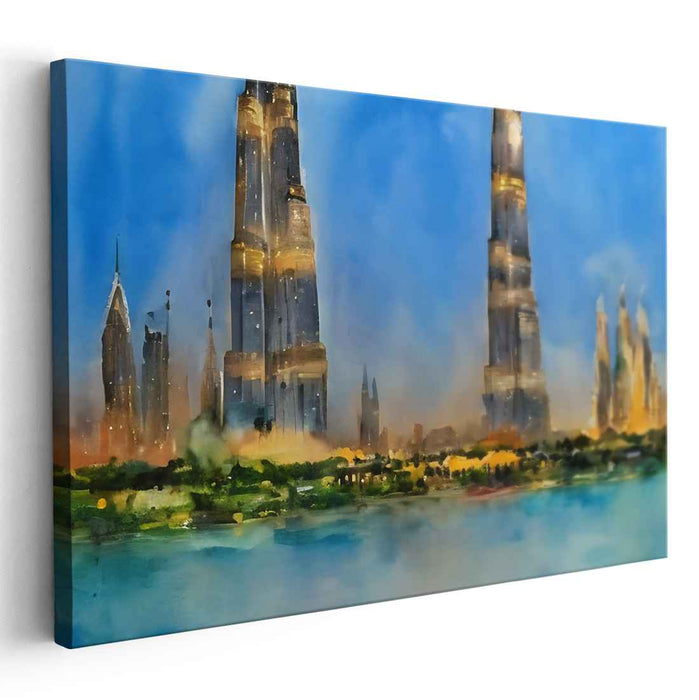 Whispers Of City Dreams: Dreamy Urban Reflections Canvas Art Print