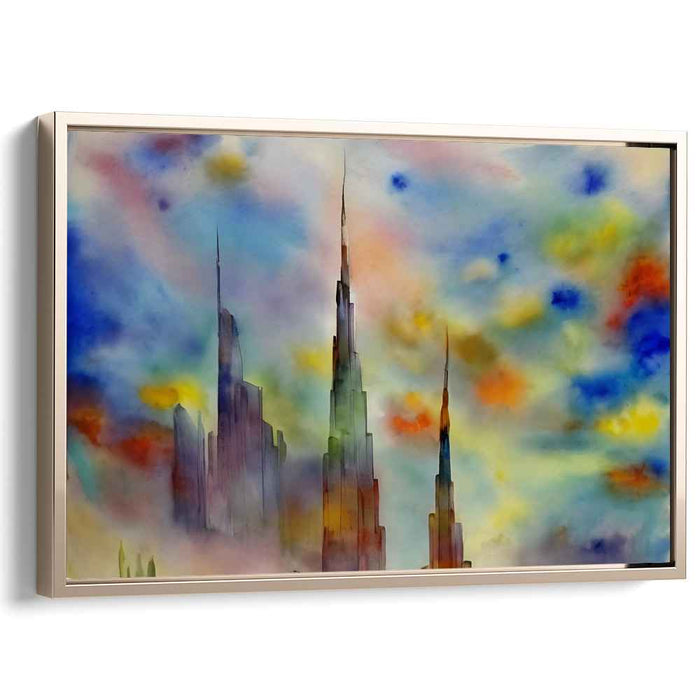 Watercolor Dreamscape: Dreamy Skyline in Watercolor Hues