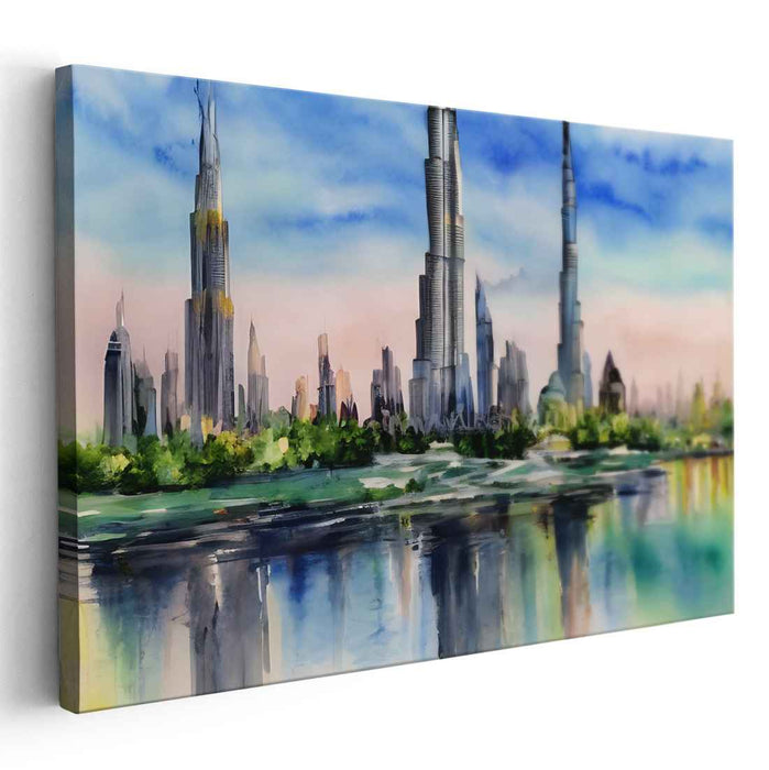 Skyline Reflections: Modern Urban Landscape Canvas Art Print