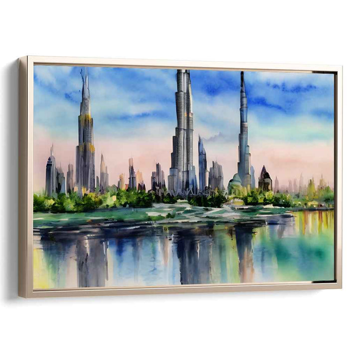 Skyline Reflections: Modern Urban Landscape Canvas Art Print