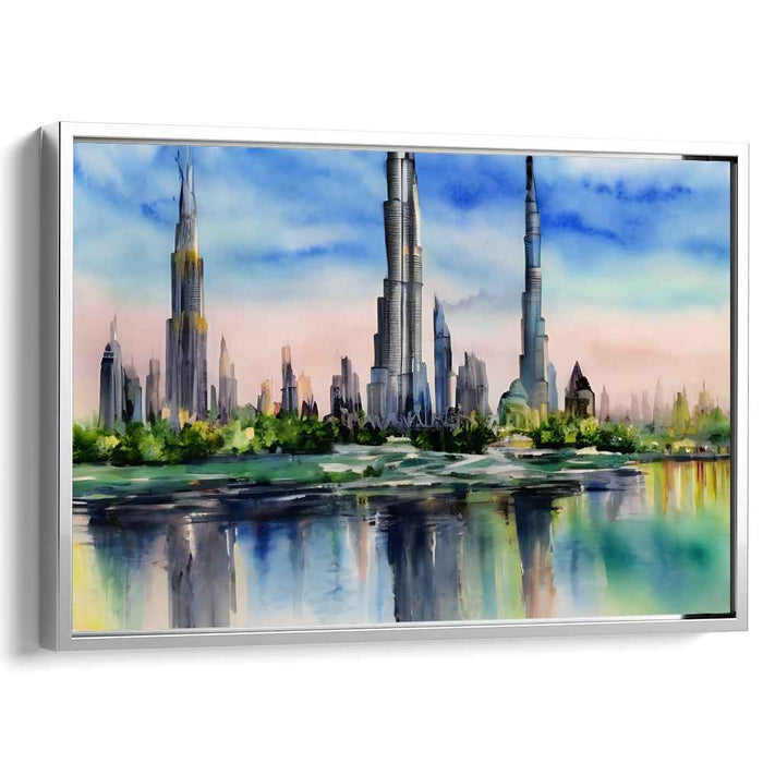 Skyline Reflections: Modern Urban Landscape Canvas Art Print