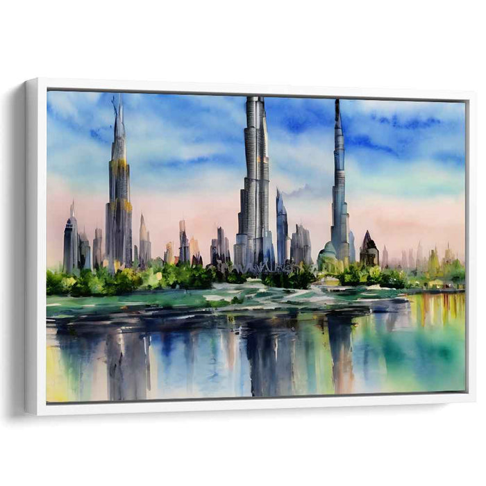 Skyline Reflections: Modern Urban Landscape Canvas Art Print