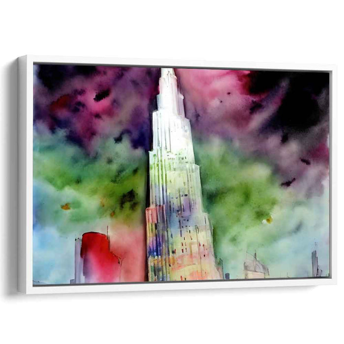 Whispers Of Urban Mirage: Dreamlike Watercolor Skyscraper Art