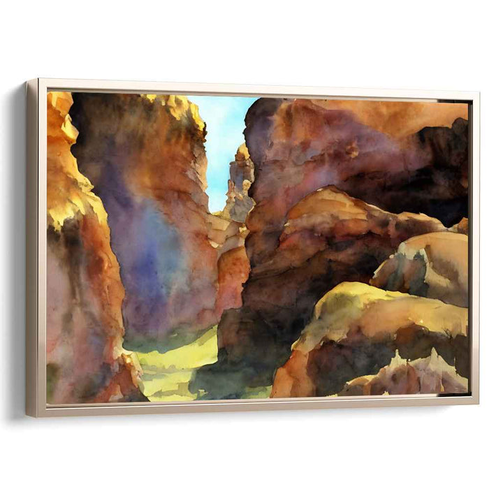 Misty Mountain Echoes: Watercolor Landscape of Rugged Beauty