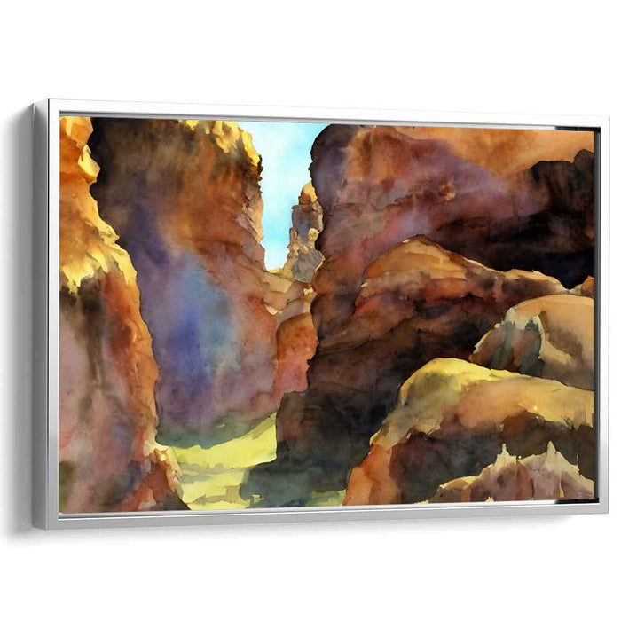 Misty Mountain Echoes: Watercolor Landscape of Rugged Beauty