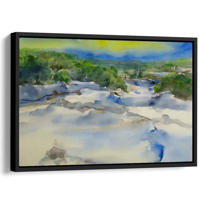 Serene Snow-Covered Landscape: Watercolor Bliss