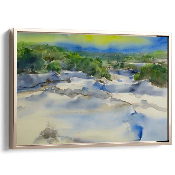 Serene Snow-Covered Landscape: Watercolor Bliss