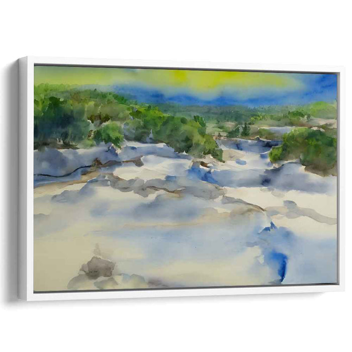 Serene Snow-Covered Landscape: Watercolor Bliss