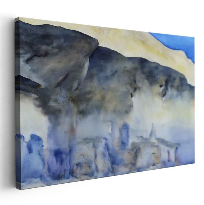 Mystical Mist: Abstract Mountain Landscape Watercolor Canvas Art Print