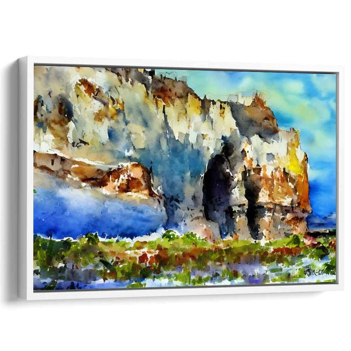 Cliffside Elegance: Impressionist Watercolor Landscape Art