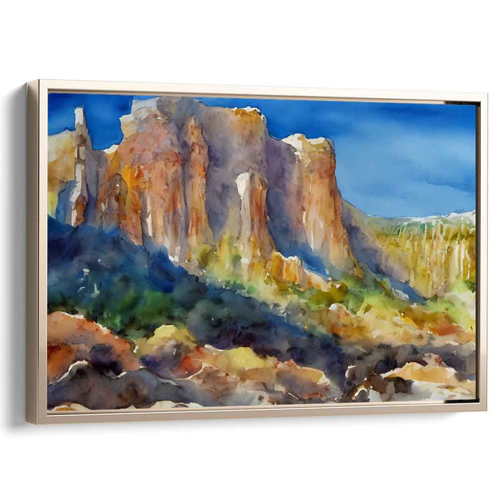 Misty Mountain Whispers: Watercolor Landscape of Rugged Terrains