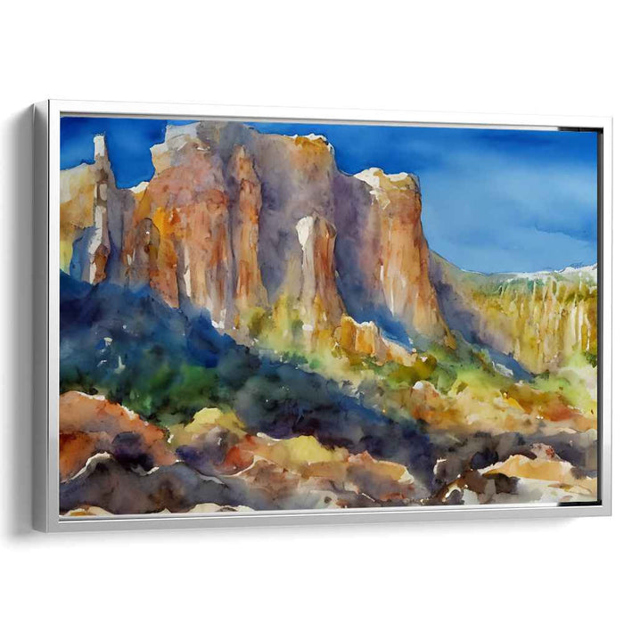 Misty Mountain Whispers: Watercolor Landscape of Rugged Terrains