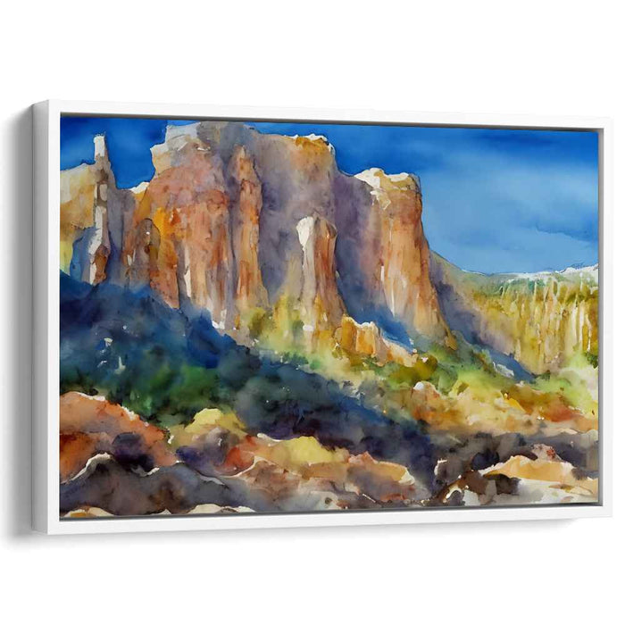 Misty Mountain Whispers: Watercolor Landscape of Rugged Terrains