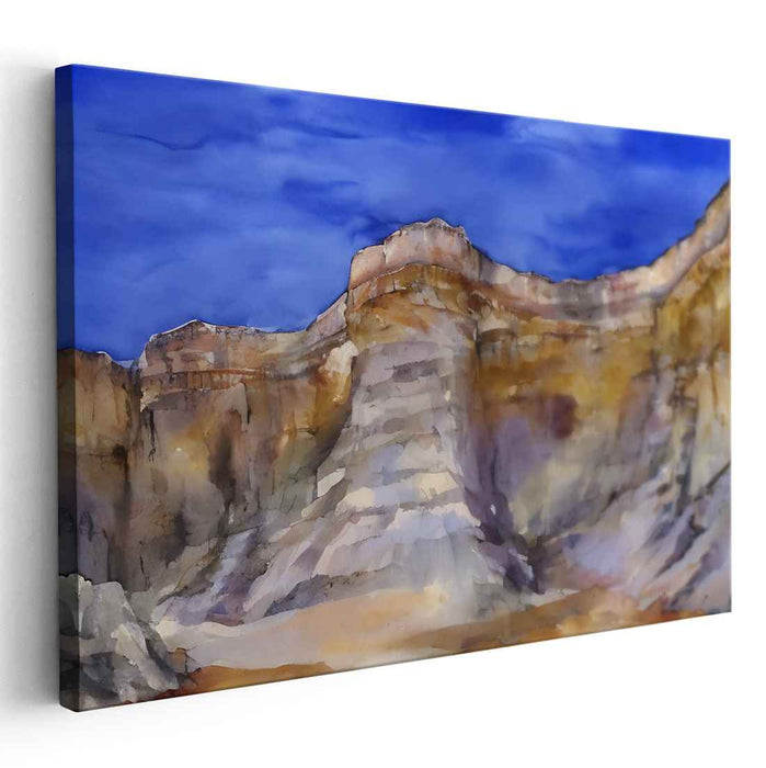 Ethereal Canyon Vistas: Watercolor Landscape Art Print
