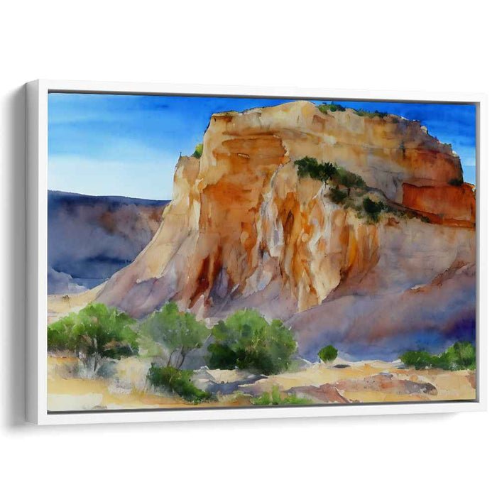 Drought's Grace: Watercolor Landscape of Arid Cliffs Canvas Art