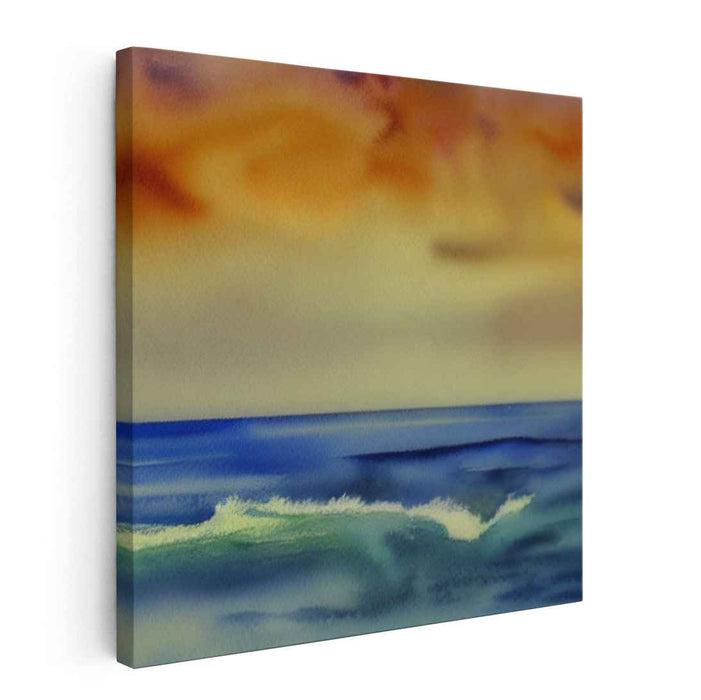 Aquatic Melancholy: Impressionistic Seascape Watercolor Painting