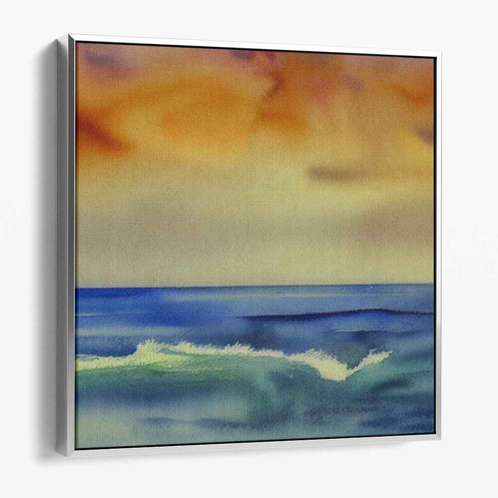 Aquatic Melancholy: Impressionistic Seascape Watercolor Painting