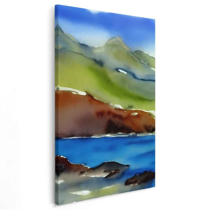 Quietude in Aquarelle: Tranquil Watercolor Landscape Art Print