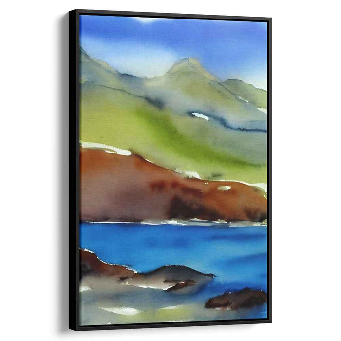 Quietude in Aquarelle: Tranquil Watercolor Landscape Art Print