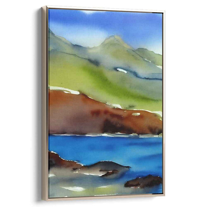 Quietude in Aquarelle: Tranquil Watercolor Landscape Art Print