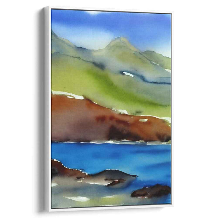 Quietude in Aquarelle: Tranquil Watercolor Landscape Art Print