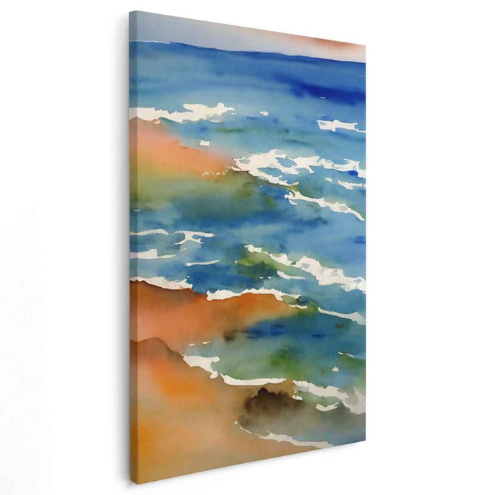 Aquamarine Horizon: Watercolor Ocean Vista Canvas Art Print