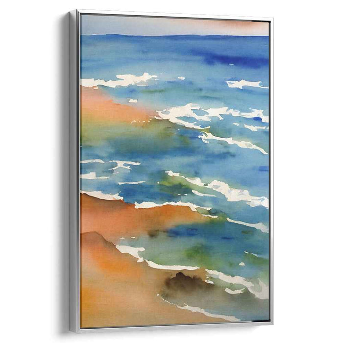 Aquamarine Horizon: Watercolor Ocean Vista Canvas Art Print