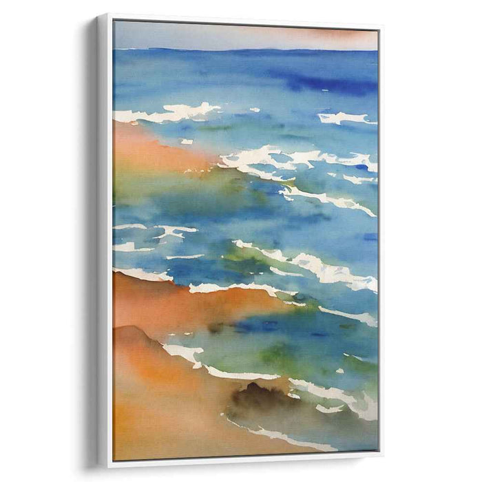 Aquamarine Horizon: Watercolor Ocean Vista Canvas Art Print