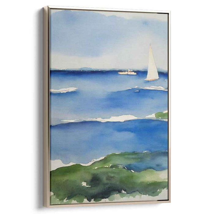 Sailboat Serenity: Impressionist Watercolor of a Sailboat on Calm Waters