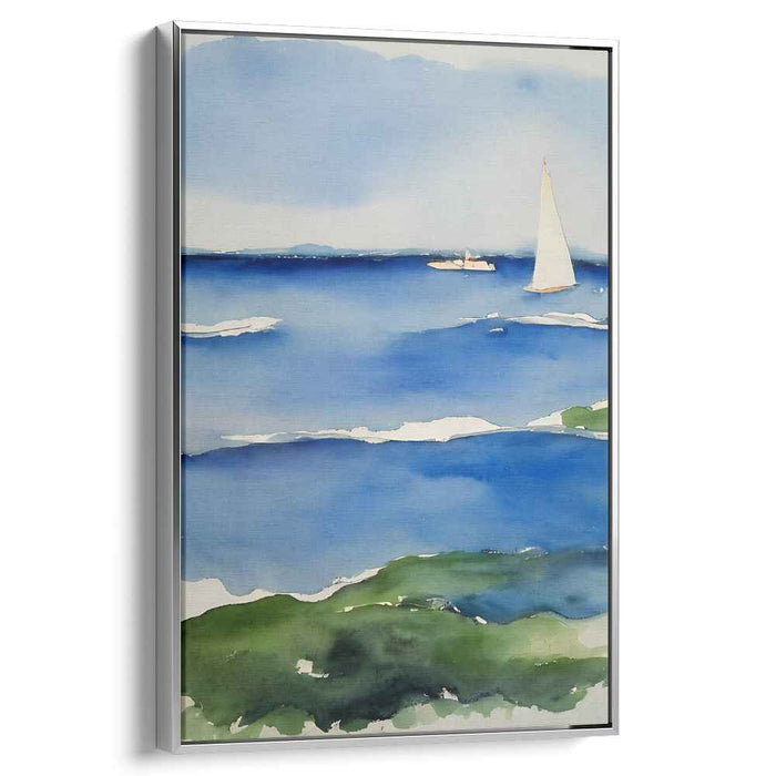 Sailboat Serenity: Impressionist Watercolor of a Sailboat on Calm Waters