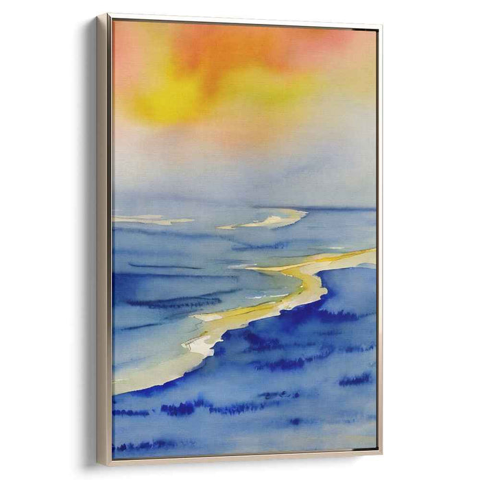 Whispers Of Dusk Glow: Serene Watercolor Coastal Sunset