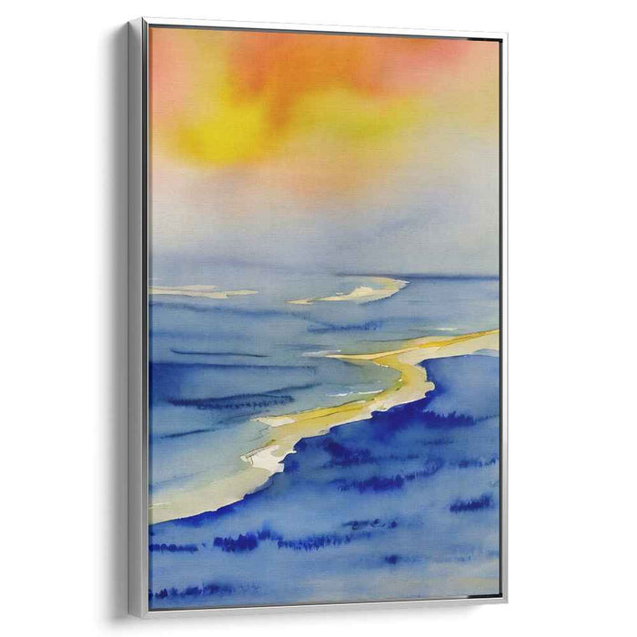 Whispers Of Dusk Glow: Serene Watercolor Coastal Sunset