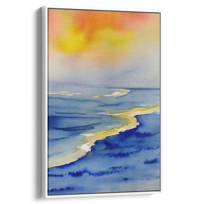 Whispers Of Dusk Glow: Serene Watercolor Coastal Sunset