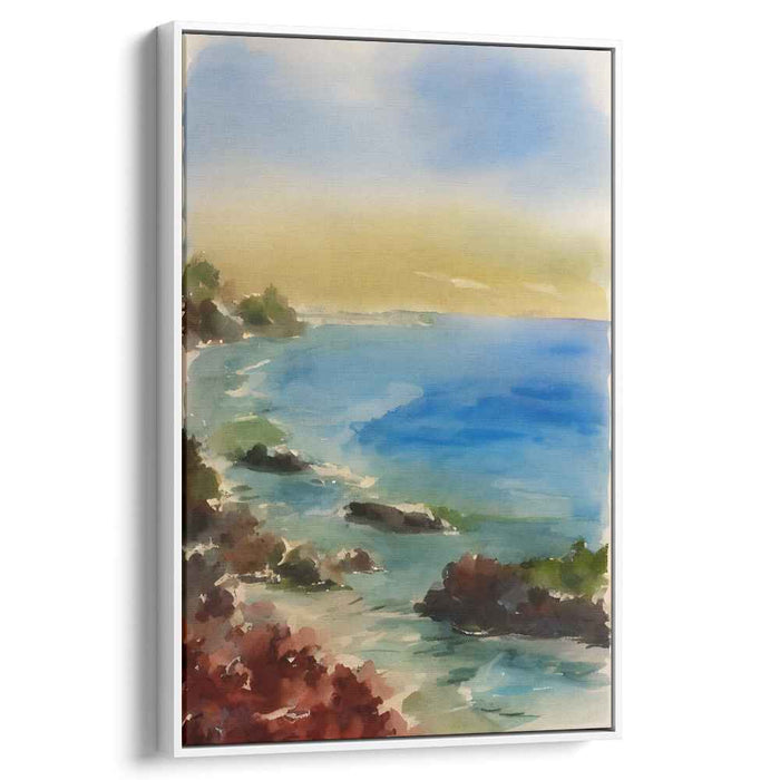 Whispers Of Wave Dreams: Watercolor Seascape Canvas Art