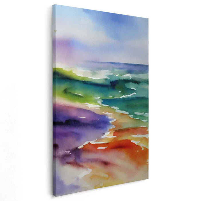 Aqua Bliss: Tranquil Watercolor Seascape Art Print