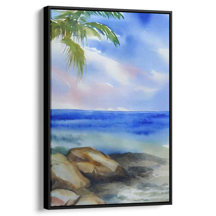Paradise Palette: Tranquil Tropical Watercolor Landscape