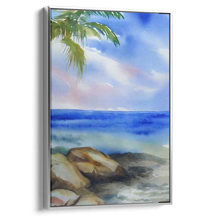 Paradise Palette: Tranquil Tropical Watercolor Landscape